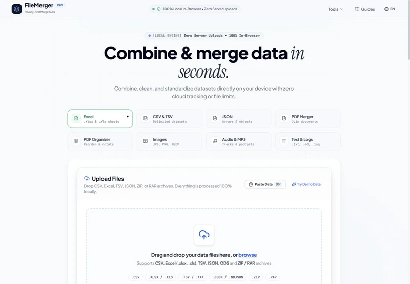 FileMerger, my own browser-based file utility