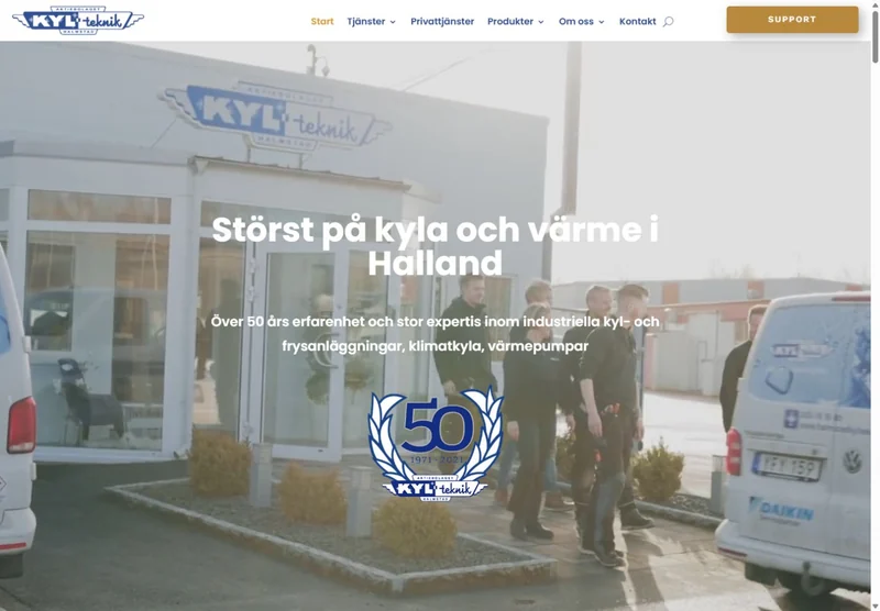 Screenshot of the Halmstad Kylteknik website
